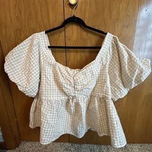 Old Navy Beige Gingham Crop Top